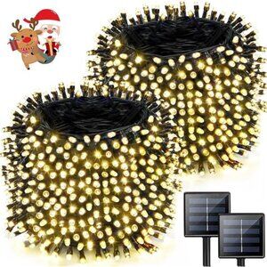 Super-Long 2-Pack Each 85FT Solar String Lights Outdoor, 480 LED